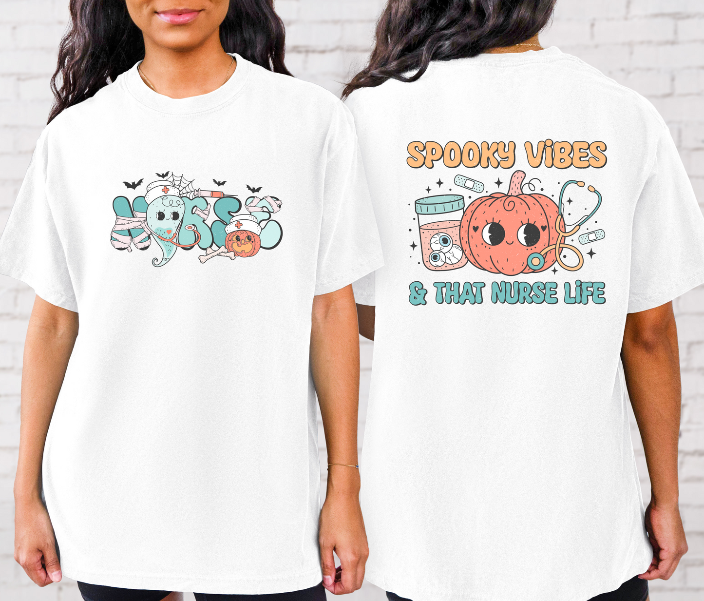 Spooky Vibes and That Nurse Life- Comfort Colors Graphic Tee