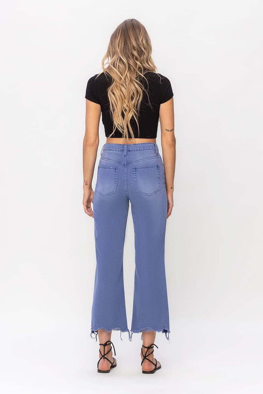 90"s Vintage Crop Flare Jeans- Indigio