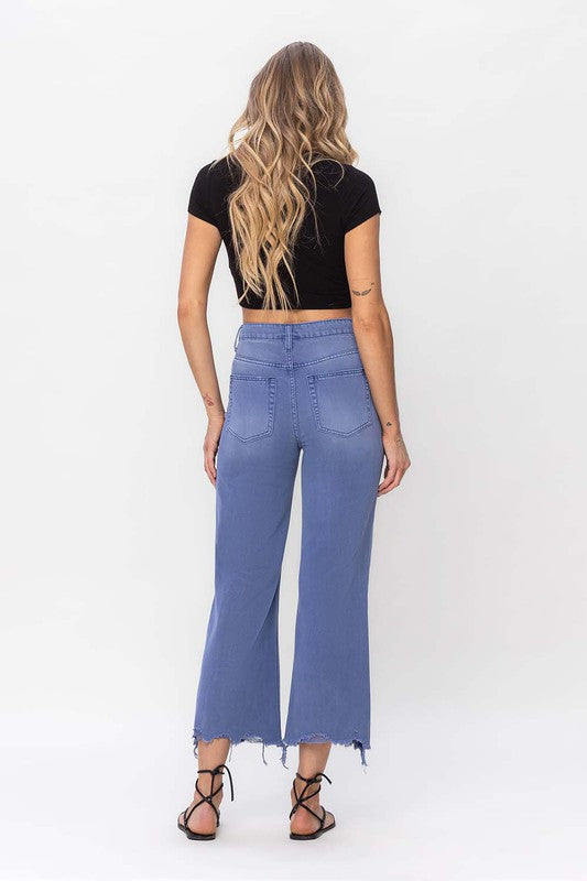 90"s Vintage Crop Flare Jeans- Indigio