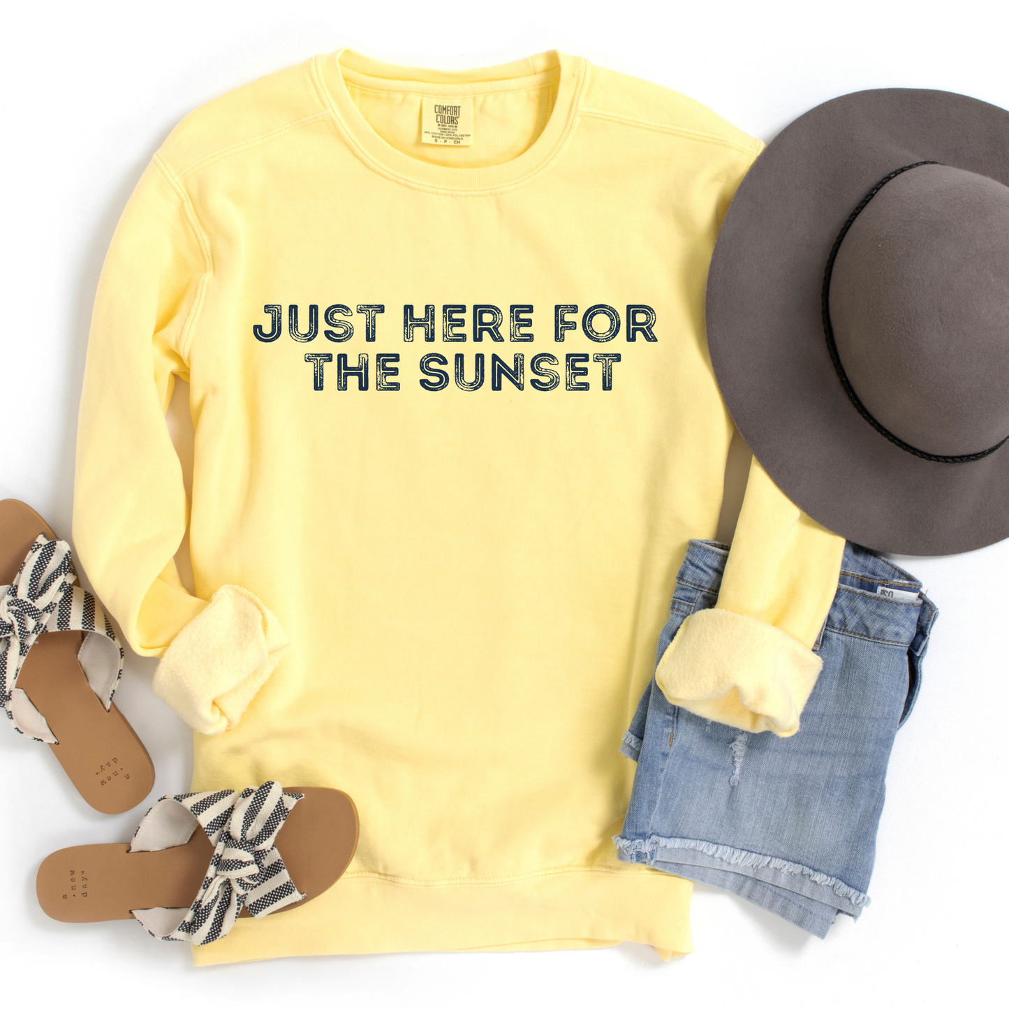 Butter Comfort Color sweatshirt- Just here for the Sunset. 