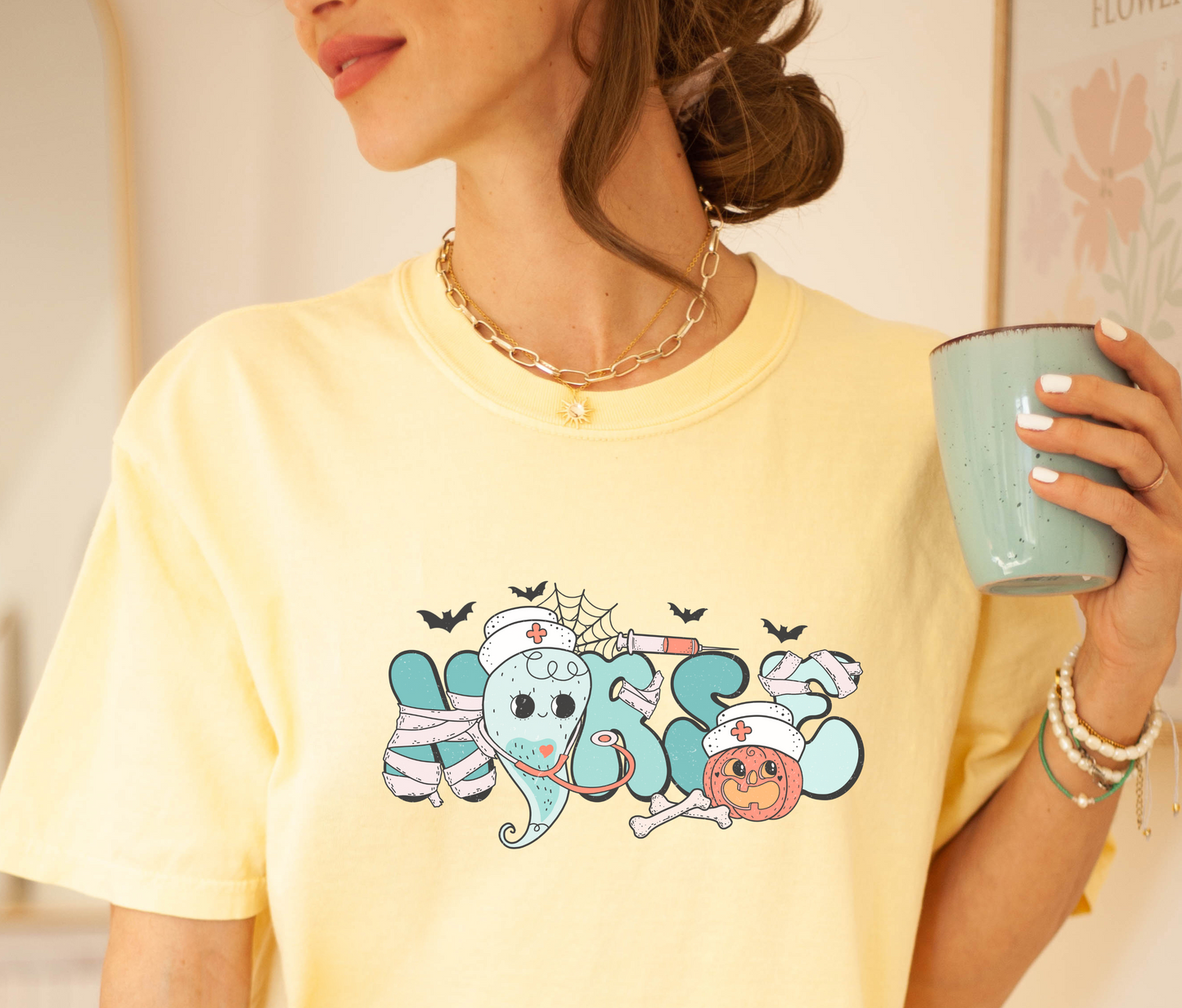 Spooky Vibes and That Nurse Life- Comfort Colors Graphic Tee