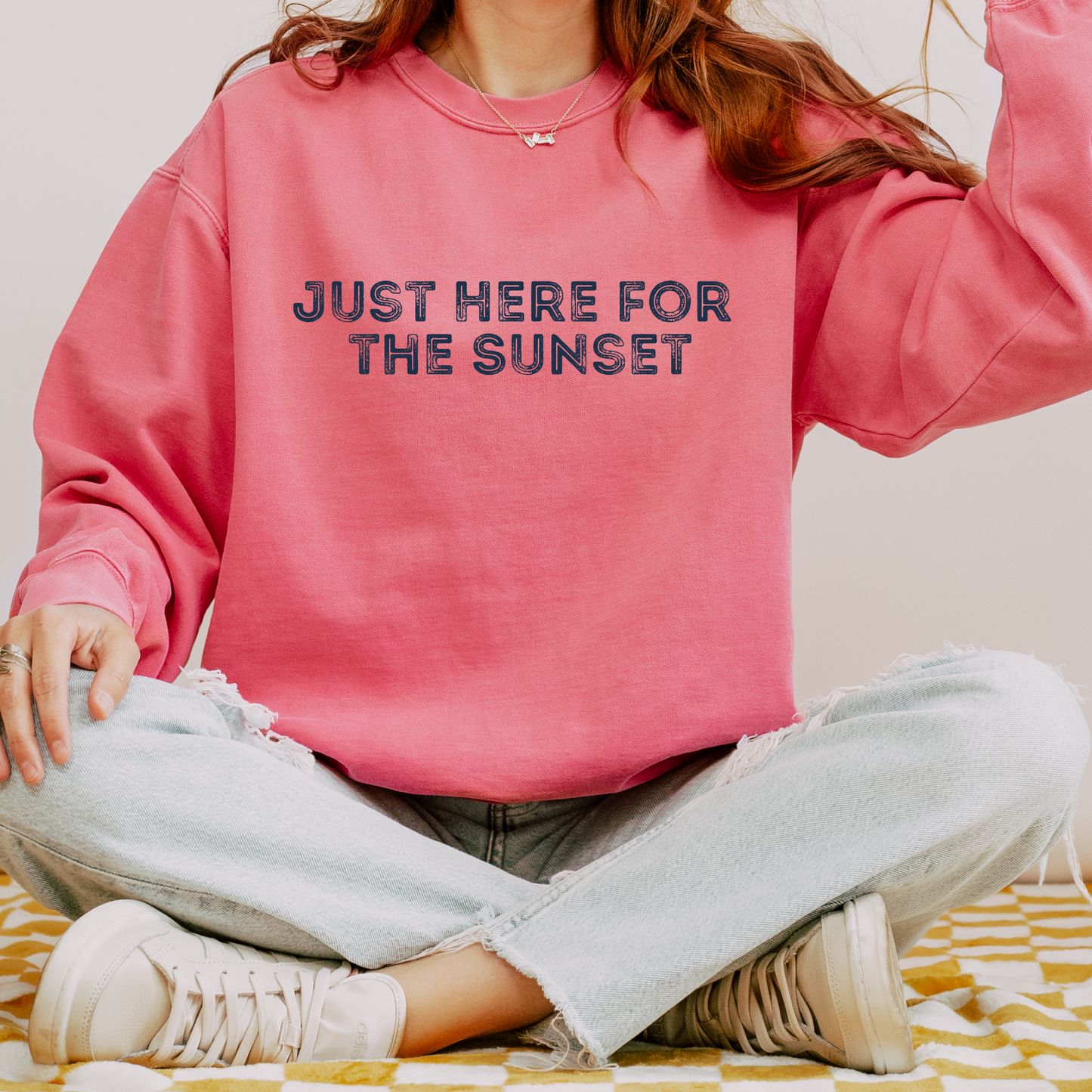 Watermelon Comfort Color sweatshirt- Just here for the Sunset. 