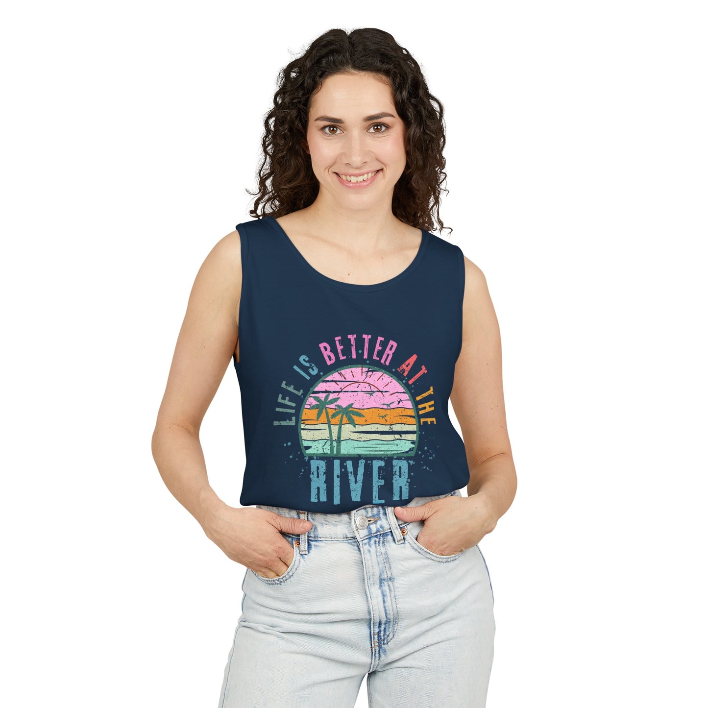 Life is Better on the River- Comfort Colors Tank