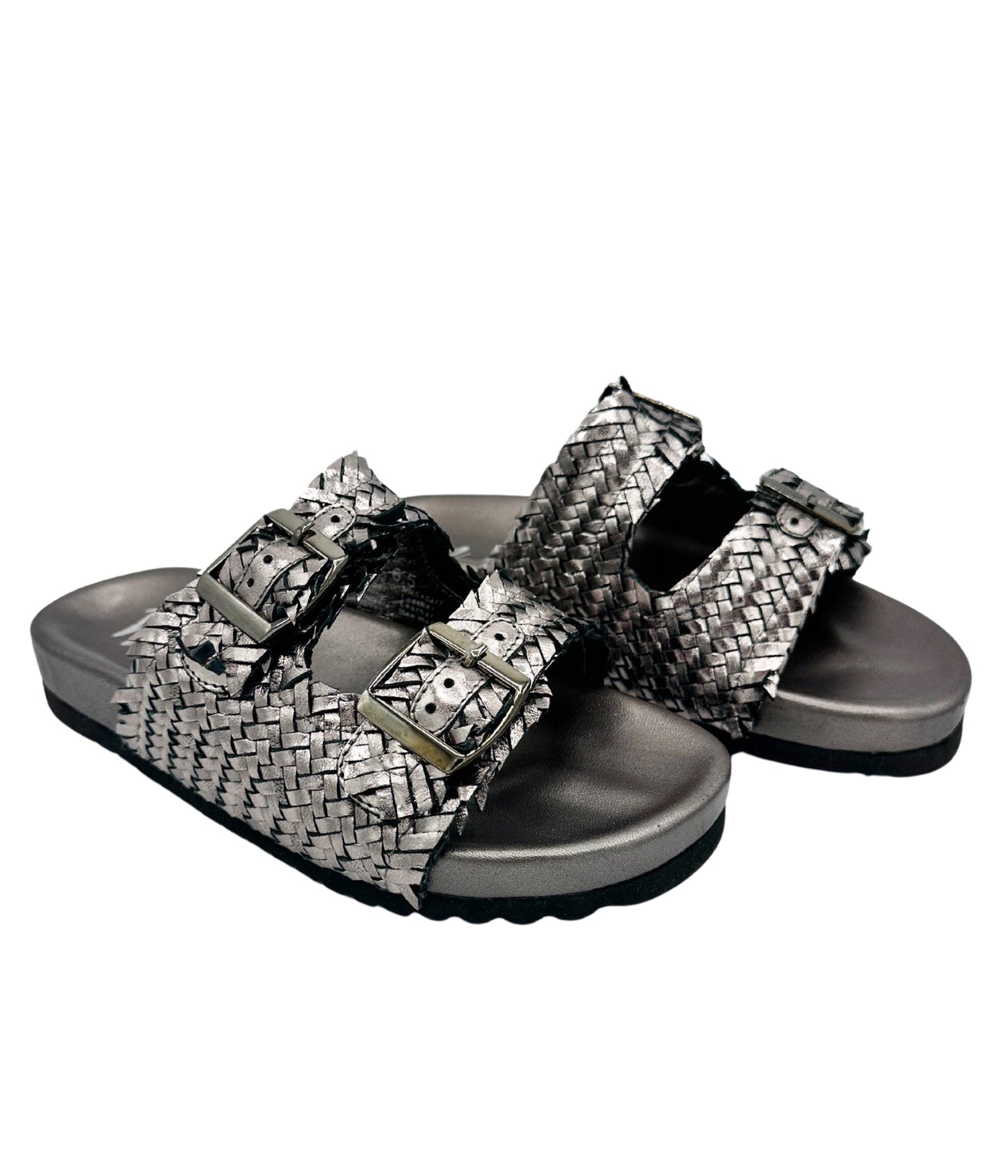 Intertwine Dual Woven Strap Slide in Pewter